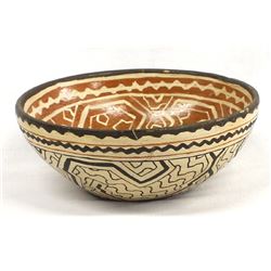 Peruvian Shipibo Polychrome Pottery Bowl
