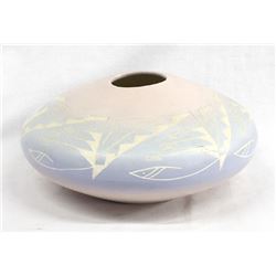 Native American Navajo Carved Ceramic Pillow Vase