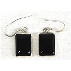 Native American Navajo Sterling Onyx Earrings