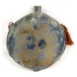 Antique Civil War Era Velvet Covered Metal Canteen