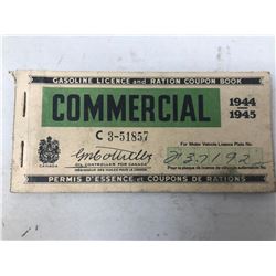 RATION COUPONS ISSUED 1944-1945 FOR COMMERCIAL FUEL. ONLY 8 LEFT IN BOOK