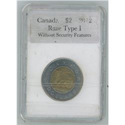CANADA 2012 TOONIE MINTED + RARE TYPE 1 WITHOUT SECURITY FEATURES