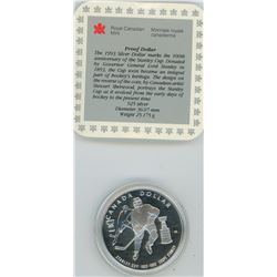 1993 CANADA PROOF $1.00 SILVER 100TH ANNIVERSARY OF STANLEY CUP
