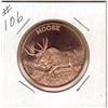 Image 1 : 1 OUNCE .999 FINE COPPER - MOOSE - 1OZ COPPER COIN - MOOSE