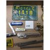Image 3 : MIXED LOT - BICYCLE PLATE - POCKET KNIFES - BABY SPOONS - CUFF LINKS - MISC. ITEMS