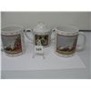 Image 1 : 2 COFFEE MUGS & SUGAR BOWL - CAT DESIGN