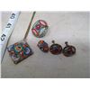 Image 2 : MOSAIC NECKLACE, BROACH AND EARRING SET, MADE IN ITALY