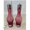 Image 1 : CRANBERRY GLASS CONDIMENT BOTTLE, "THUMBPRINT" PATTERN