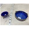 Image 1 : COBALT BLUE GLASS SERVER (4 INCHES) AND COBALT BLUE OPEN SALT