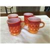 Image 1 : SET OF 4 RED 1971 FIRE KING MUGS