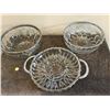 Image 1 : 3 GLASS AND CHROME SERVING DISHES