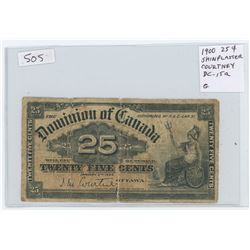1900 25 CENTS SHINPLASTER. COURTNEY SIGNATURE. DC-15A. THE FIRST 1900 SERIES. G-4