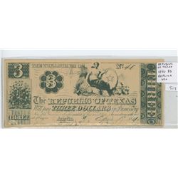 REPUBLIC OF TEXAS 1840 $3 REPLICA. SERIAL NUMBER 40.