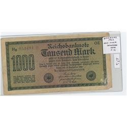 GERMANY. WEIMAR REPUBLIC 1922 1000 MARK INFLATION NOTE. F-12