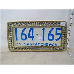 BRASS LICENSE PLATE HOLDER WITH LICENSE PLATE