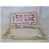 Image 2 : BRASS LICENSE PLATE HOLDER "NUDE WOMEN" W/ PLATE