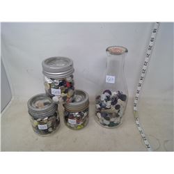 LOT OF BUTTONS - MILK BOTTLE - IMPROVED GEM JARS