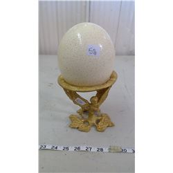 OSTRICH EGG ON BRASS STAND