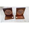 Image 1 : PR. COPPER AND WALNUT BOOKENDS " UNDERWRITERS INSURANCE"