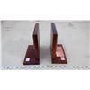 Image 2 : PR. COPPER AND WALNUT BOOKENDS " UNDERWRITERS INSURANCE"