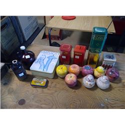 LOT OF TIN CANS - APPLES, RABBITS, MISC. TEA