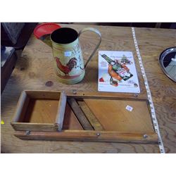 CABBAGE "KRAUT" CUTTER WITH BOX, CANADA DRY TIN SIGN - ROOSTER COFFEE