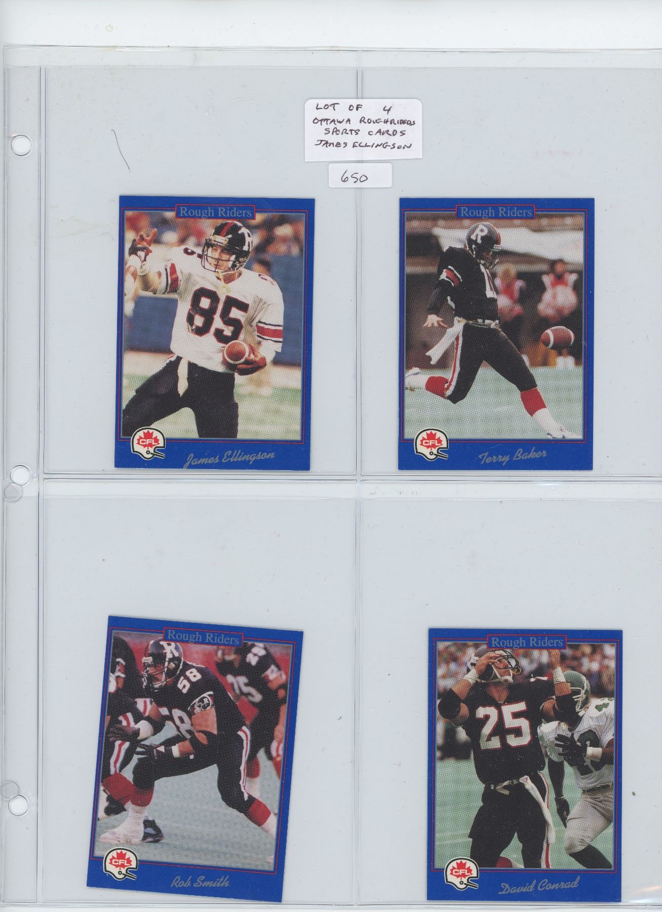 LOT OF 4 OTTAWA ROUGH RIDERS 1994 SPORTS CARDS INCLUDING JAMES ...