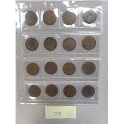 SHEET OF 16 ONE PENNY DATES RANGE FROM 1905-1938