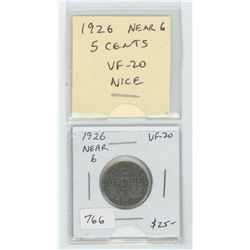 1926 NEAR 6, 5 CENTS. VF-20. NICE.