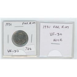 1931 FAR RIM 5 CENTS. VF-30. NICE.