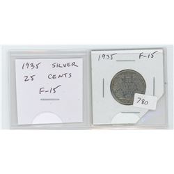 1935 SILVER 25 CENTS. F-15