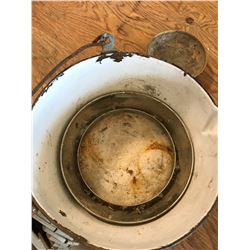 OLD BLUE POT, BRASS ASHTRAY, OILSPOUT + 49-51 FORD HEADLIGHT RING