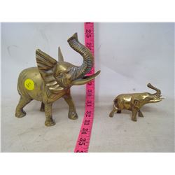TWO BRASS ELEPHANTS (MOTHER & YOUNGSTER)