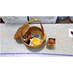 SEWING BASKET AND CONTENTS