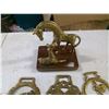 Image 2 : HORSE HARNESS BRASS HANGINGS W/ BRASS GIRAFFE STATUE