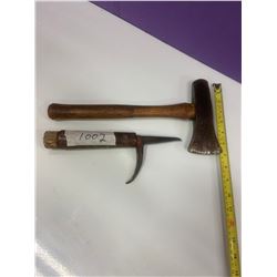 VINTAGE ICE PICK + 3LB HAMMER + SPLITTING AXE