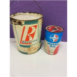 2 ROYALITE TINS - 1 GALLON GREASE AND 1 QUART OIL - FULL
