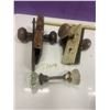 Image 1 : 3 VINTAGE DOOR KNOB SETS 1 IS GLASS
