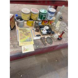 LOT OF COLLECTIBLES TOBACCO TINS, JARS, CALENDER, ETC