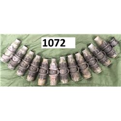 12, 25MM STEEL CASINGS, LOADED ON AUTO CANNON LINKS APPROX 10 LBS