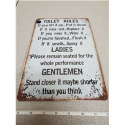 NEW 12" X 8" TIN SIGN