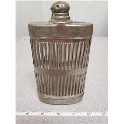 VINTAGE GLASS FLASK WITH STEEL CASE