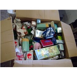 LARGE BOX OF 50+ AVON BOTTLES, VARIOUS SHAPES AND SIZES