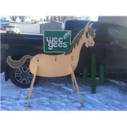 71"X69" GWG WEEGEES WOODEN ADVERTISING STAND SIGN