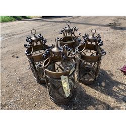 4 ANTIQUE LAMP FRAMES W/ GLASS