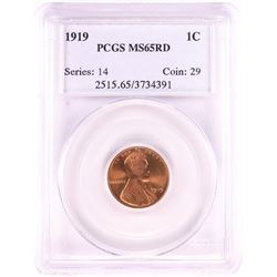 1919 Lincoln Wheat Cent Coin PCGS MS65RD