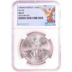1985Mo Mexico 1 Onza Libertad Silver Coin NGC MS67