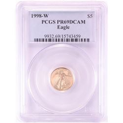 1998-W $5 Proof American Gold Eagle Coin PCGS PR69DCAM