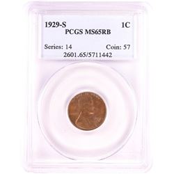 1929-S Lincoln Wheat Cent Coin PCGS MS65RB
