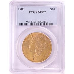 1903 $20 Liberty Head Double Eagle Gold Coin PCGS MS62